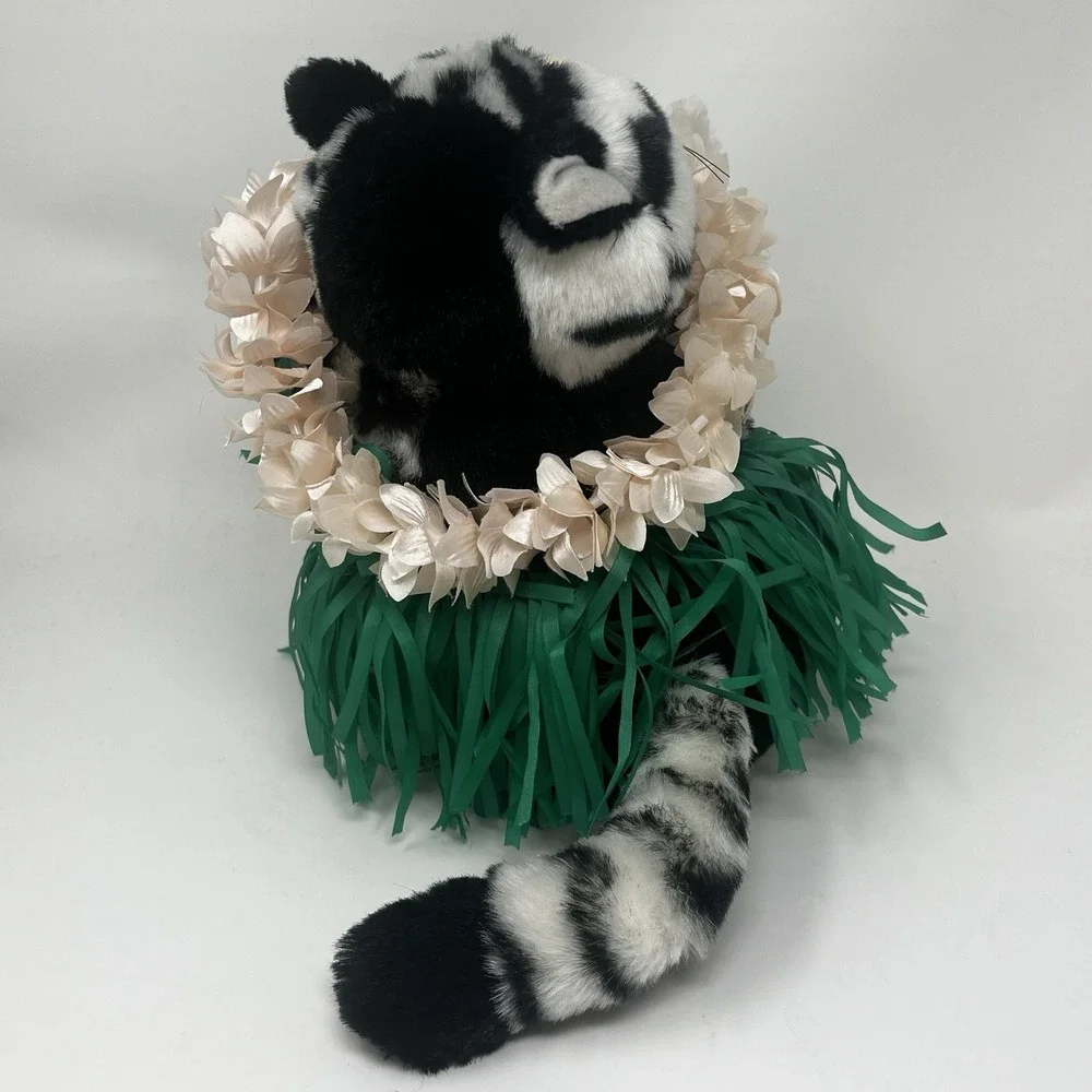 Vtg B Kliban Cartoon Fat Cat In Hawaiian Grass Hula Skirt Lei 1980 Striped Shirt